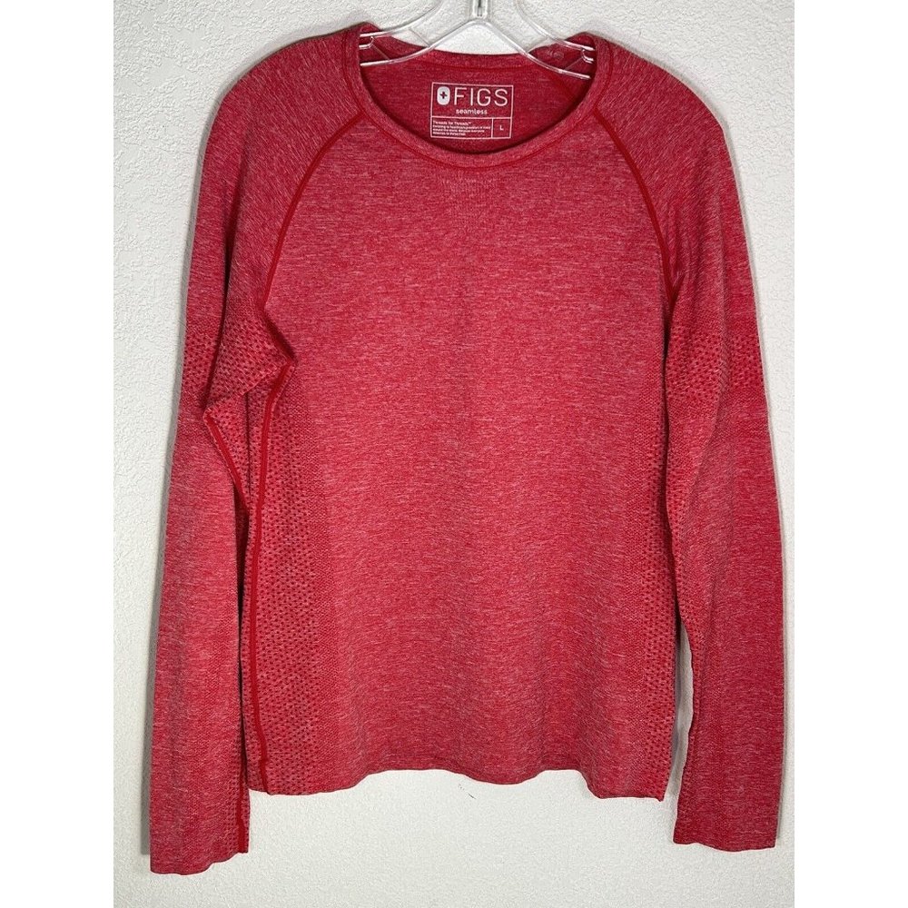 Figs Top Womens Large Salta Performance Underscrub Red Seamless Layering Shirt